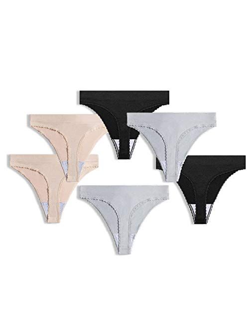GRANKEE Thongs for Women Seamless-High Waisted Thong Underwear Comfortable Quality No Show Panties Multipack