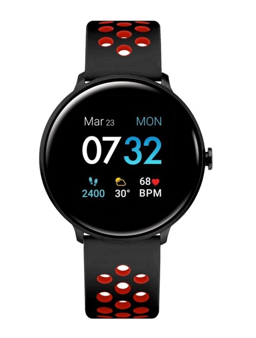iTouch Sport 3 Men's Touchscreen Smartwatch: Black Case with Black/Red Perforated Strap 45mm