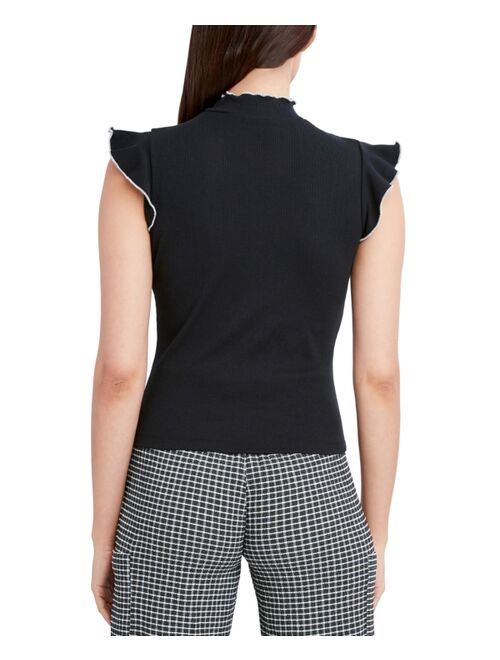 BCBGeneration Flutter Sleeve Mock Neck Top