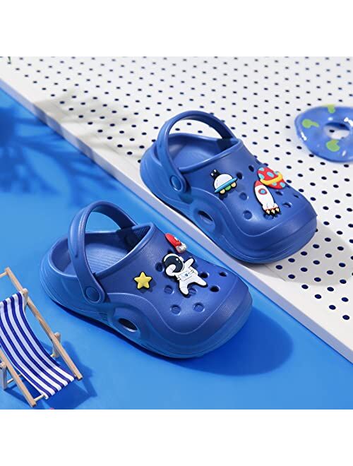 FLIOZY Kids Cartoon Garden Shoes Boys Girls Lightweight Slip On Clogs Beach Pool Shower Water Shoes Slippers