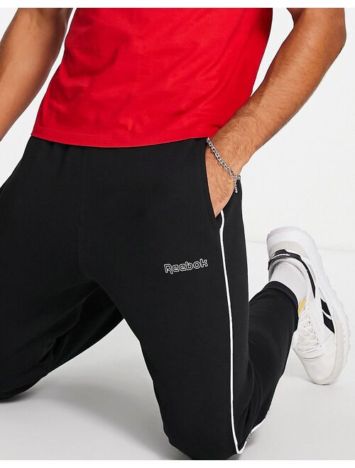 Reebok Training Essentials piping sweatpants in black