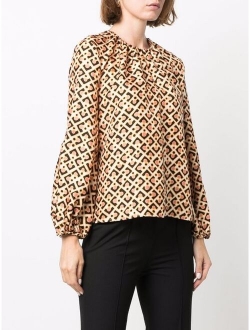 geometric-print longsleeved blouse