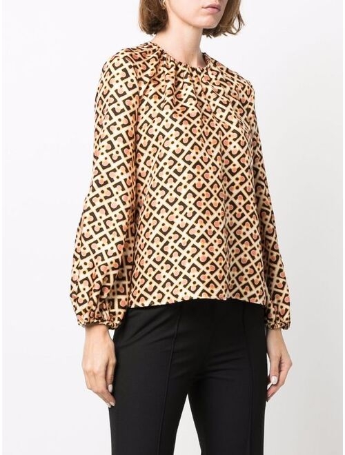La DoubleJ geometric-print longsleeved blouse