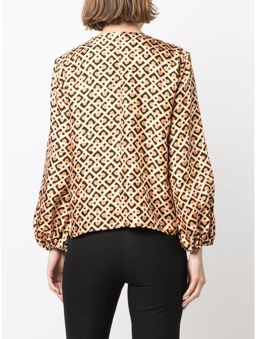 La DoubleJ geometric-print longsleeved blouse