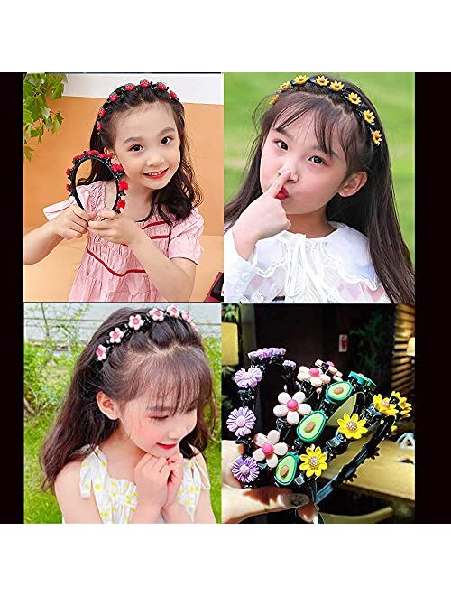 Aaiffey Sweet Princess Hairstyle Hairpin for Girl, Double Layer Headbands with Clips Twist Plait,Fashion Hair Hoops Cute Double Bangs Hairpin Headbands for Women Girls 4P