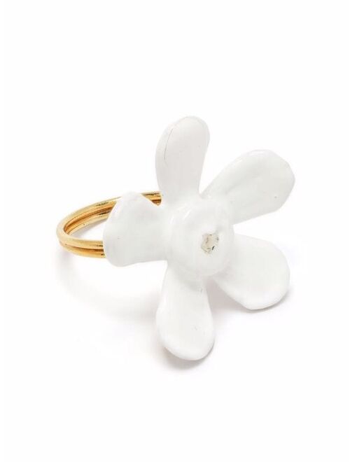 Marni enamelled-flower ring
