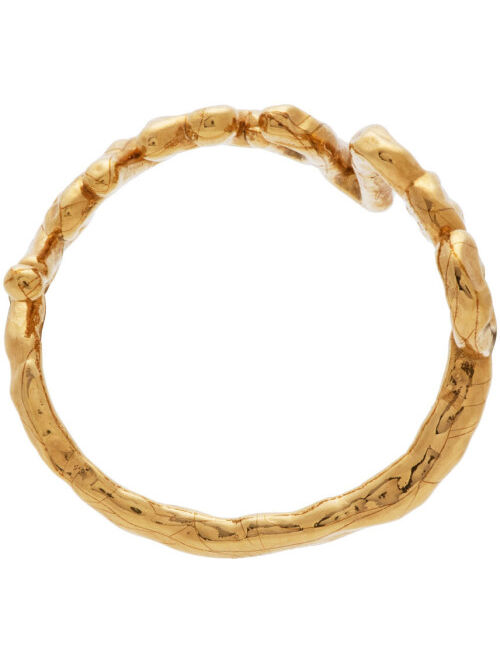 Marni Gold Hammered Logo Ring