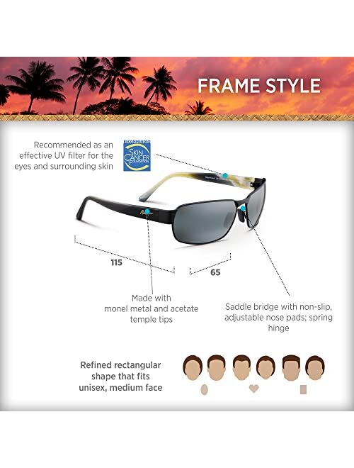 Maui Jim Black Coral Rectangular Sunglasses