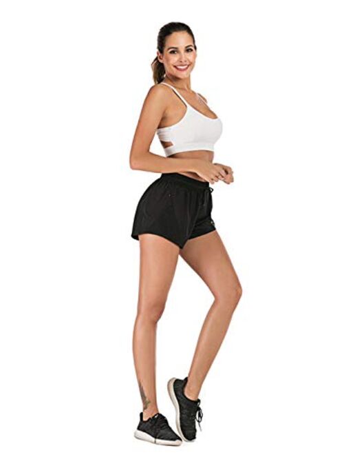 Anna Kaci Anna-Kaci Women's Running Shorts Gym Athletic Shorts Pockets