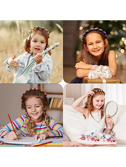 E1mity 6Pcs Double Bangs Headband with Clips Hairstyle Hairpin Headband Set Double Layer Twist Plait Hair Bands Cute Unicorn Strawberry Rainbow Heart Flower Sunflower Hai