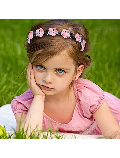 Abitoncc 6PCS Sweet Princess Hairstyle Hairpin with 5PCS Colored Rubber Bands, Double Layer Cartoon Headbands with Clips, Cute Fashion Twist Plait Hairpin Headbands for G