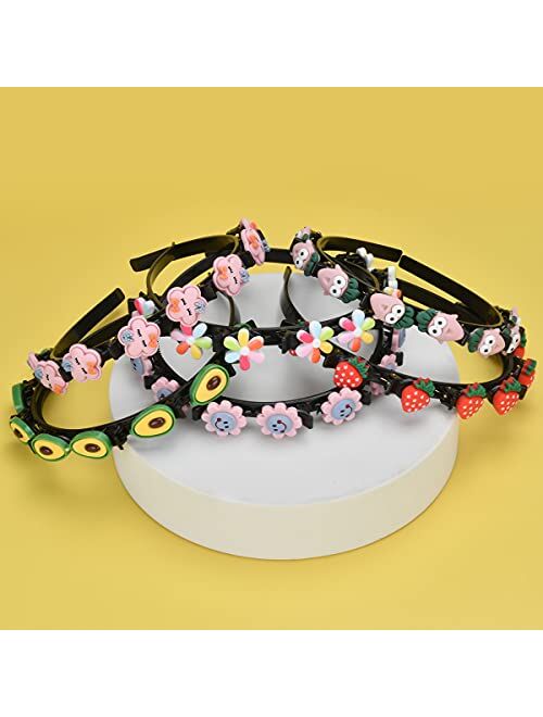 Abitoncc 6PCS Sweet Princess Hairstyle Hairpin with 5PCS Colored Rubber Bands, Double Layer Cartoon Headbands with Clips, Cute Fashion Twist Plait Hairpin Headbands for G