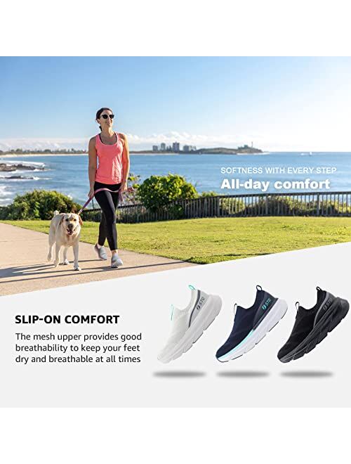STQ Slip on Sneakers Women Walking Shoes Arch Support Tennis Shoes