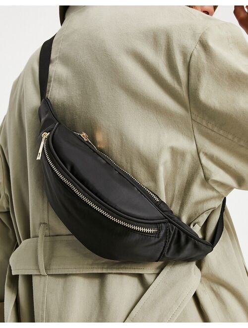 ASOS DESIGN black fanny pack in recycled polyester blend