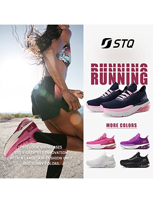 STQ Women Walking Shoes Air-Cushion Sneakers with Memory Foam Arch-Support