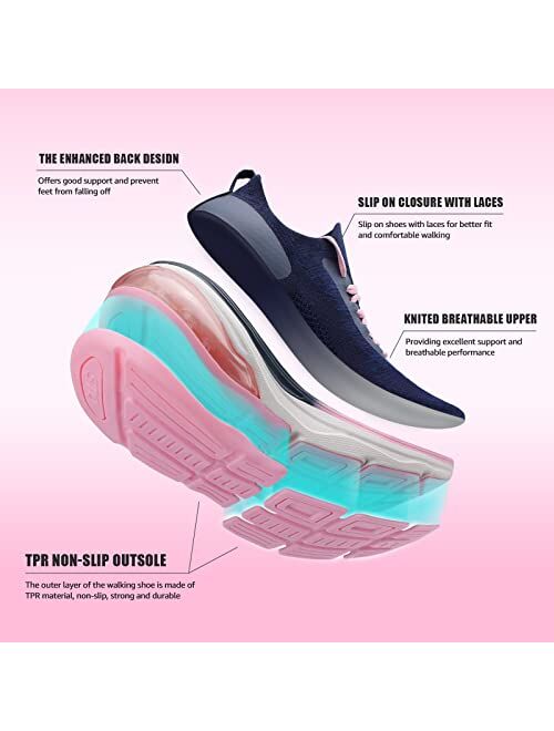 STQ Women Walking Shoes Air-Cushion Sneakers with Memory Foam Arch-Support