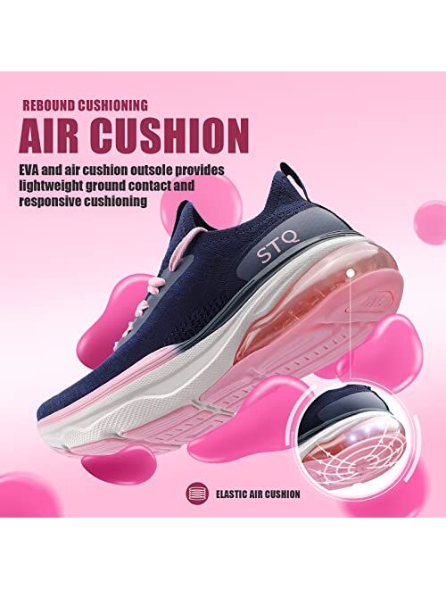 STQ Women Walking Shoes Air-Cushion Sneakers with Memory Foam Arch-Support