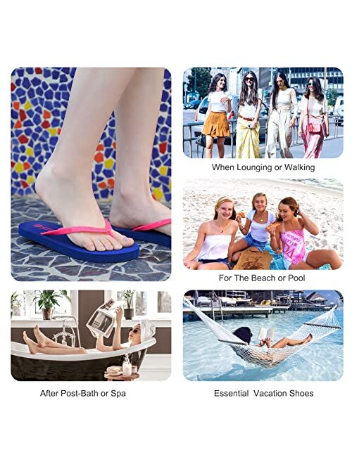 STQ Flip Flops Womens Lightweight Summer Beach Sandals Soft Shower Shoes