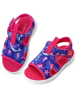 KIDS Toddler Sandals Cute Summer Lightweight Open Toe Slip on Sandals for Boys Girls