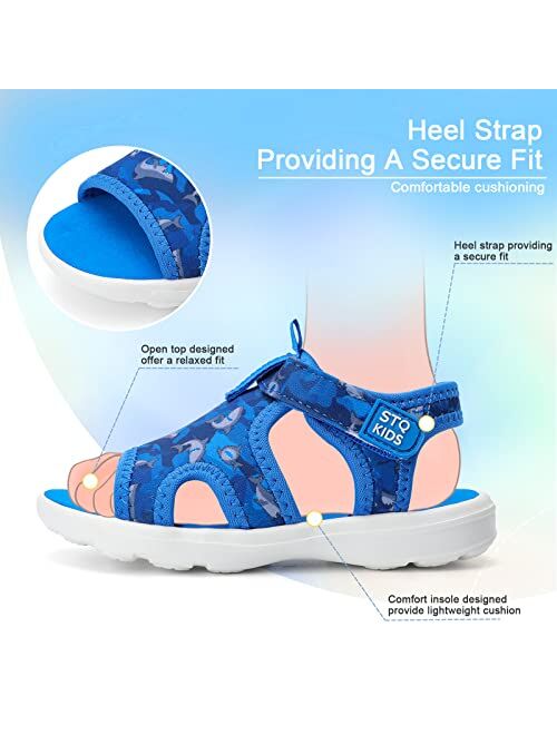 STQ KIDS Toddler Sandals Cute Summer Lightweight Open Toe Slip on Sandals for Boys Girls