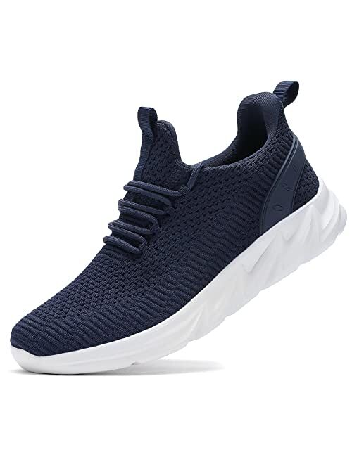 Keezmz Mens Running Shoes Slip-on Walking Sneakers Lightweight Breathable Casual Soft Sole Comfort Gym Work Trainers
