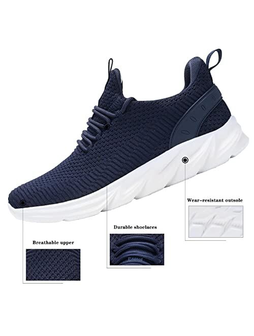 Keezmz Mens Running Shoes Slip-on Walking Sneakers Lightweight Breathable Casual Soft Sole Comfort Gym Work Trainers