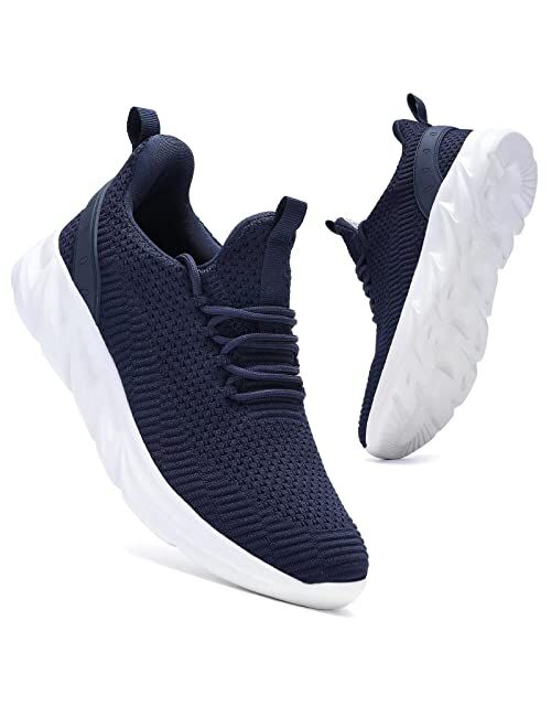 Keezmz Mens Running Shoes Slip-on Walking Sneakers Lightweight Breathable Casual Soft Sole Comfort Gym Work Trainers