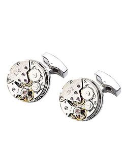 LEPTON Watch Movement Cufflinks For Men Vintage Steampunk Mechanical Gear Cufflink With Gift Box,Perfect For Father Day Wedding Anniversary Groom or Birthday Gifts