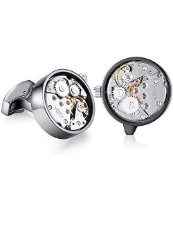 Mens Shirt Cufflinks Working Watch Movement for Wedding Business Gift
