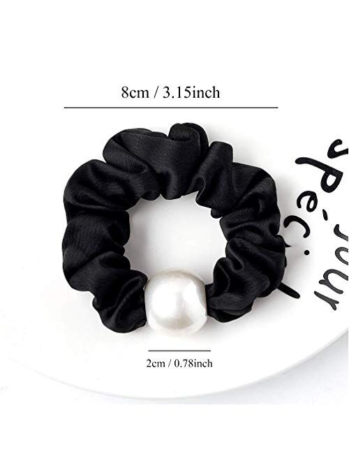 Kchies Long Bow Hair Clip Black 8 Inch Big Satin Solid Vintage Bowknot Women Girls Large Ribbon French Barrettes Styling Pearl Scrunchies Scarf VSCO Silk Stuff Ponytail H