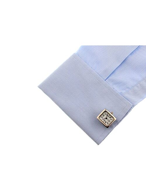 MRCUFF Real Working Watch Pair Cufflinks in a Presentation Gift Box & Polishing Cloth