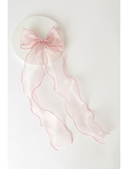 Lulus Sweet as Love Pink Organza Oversized Hair Bow
