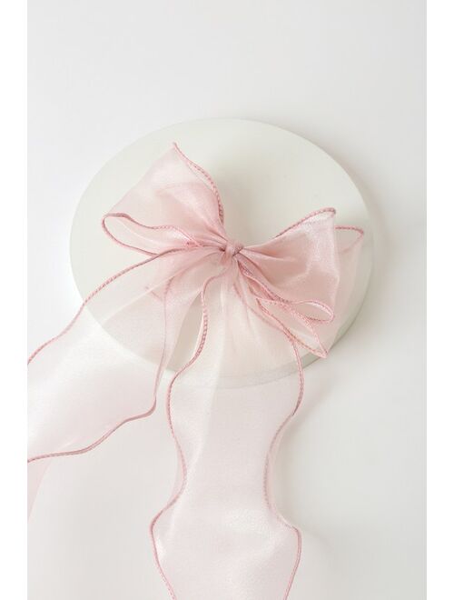 Lulus Sweet as Love Pink Organza Oversized Hair Bow