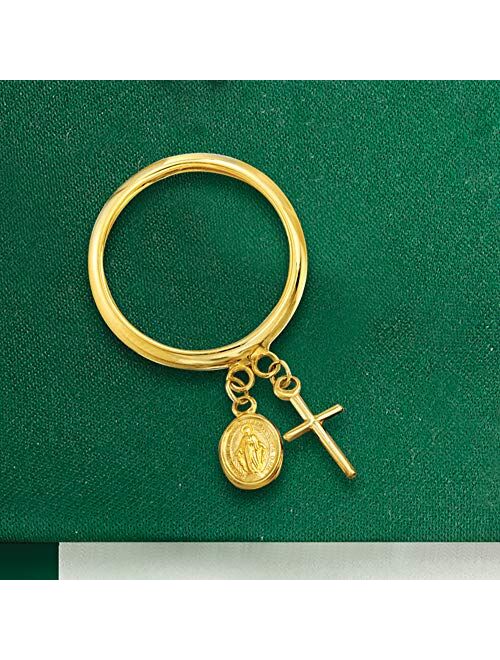 Ross-Simons Italian 14kt Yellow Gold Religious Charm Ring