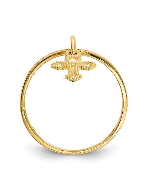 Ice Carats 14k Yellow Gold Cross Religious Dangle Charm Band Ring Size 6.00 Fine Jewelry For Women Gifts For Her