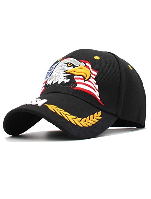 Anna Kaci Anna-Kaci USA American Flag Patriotic Eagle Hawk Embossed 3D Adjustable Velcro Baseball Caps Hats