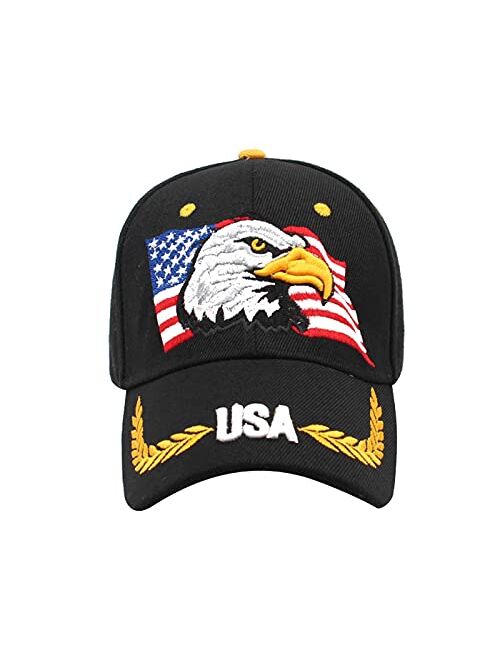 Anna Kaci Anna-Kaci USA American Flag Patriotic Eagle Hawk Embossed 3D Adjustable Velcro Baseball Caps Hats