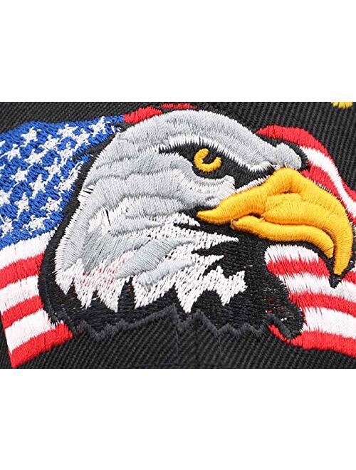Anna Kaci Anna-Kaci USA American Flag Patriotic Eagle Hawk Embossed 3D Adjustable Velcro Baseball Caps Hats
