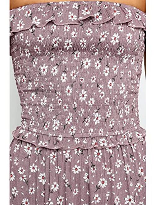 Anna Kaci Anna-Kaci Women's Casual Off Shoulder Ruffle Dress Boho Floral Print Summer Beach Maxi Dresses