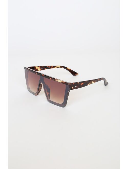 Lulus Ready to Go Brown Tortoise Square Sunglasses