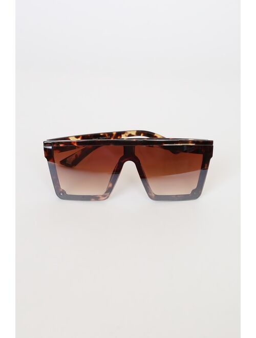 Lulus Ready to Go Brown Tortoise Square Sunglasses