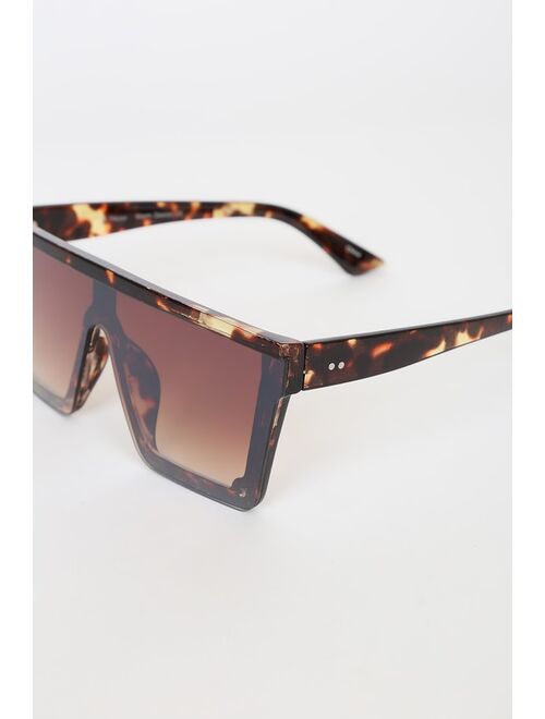 Lulus Ready to Go Brown Tortoise Square Sunglasses
