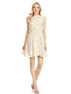 Anna-Kaci Womens Backless Sleeveless Sequin Stripe Mini Dress with Deep V Back