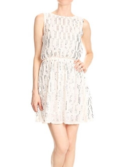 Anna-Kaci Womens Backless Sleeveless Sequin Stripe Mini Dress with Deep V Back