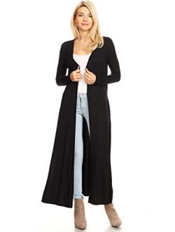 Anna-Kaci Women's Open Front Drape Cardigans Long Sleeve Maxi Lightweight Duster Coat with Pockets