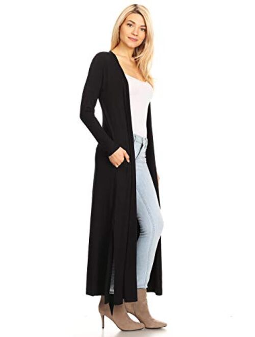 Anna Kaci Anna-Kaci Women's Open Front Drape Cardigans Long Sleeve Maxi Lightweight Duster Coat with Pockets