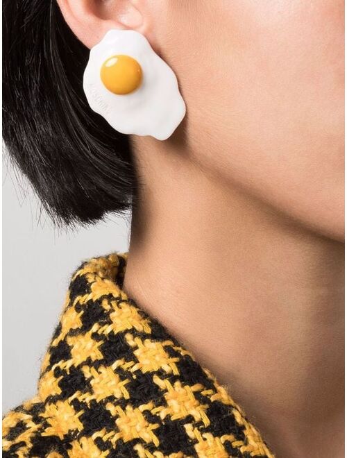 Moschino clip-on fried egg earrings
