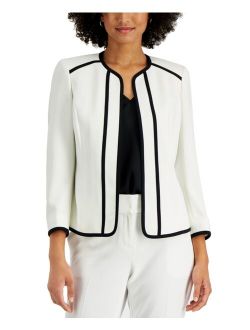 Open-Front Contrast-Trim Jacket
