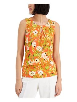 Women's Floral Printed Keyhole Top