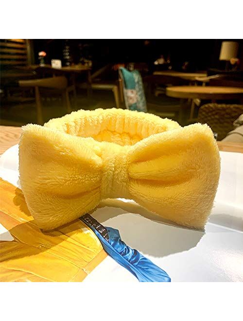 Lades Spa Headband – 2 Pack Bow Hair Band Women Facial Makeup Head Band Soft Coral Fleece Head Wraps For Shower Washing Face